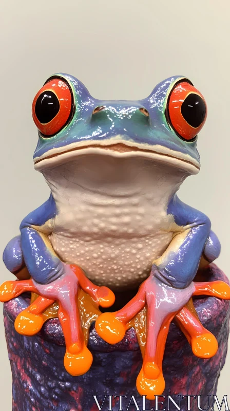 Vivid Frog Portrait AI Image