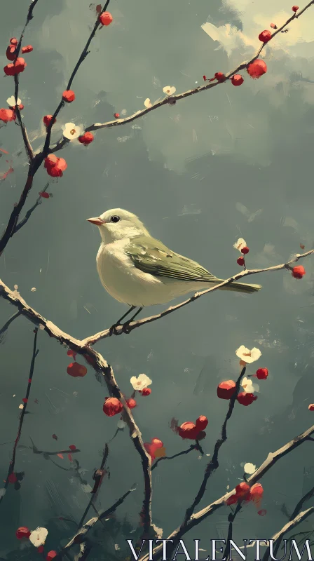 Springtime Blossom Bird Artwork AI Image