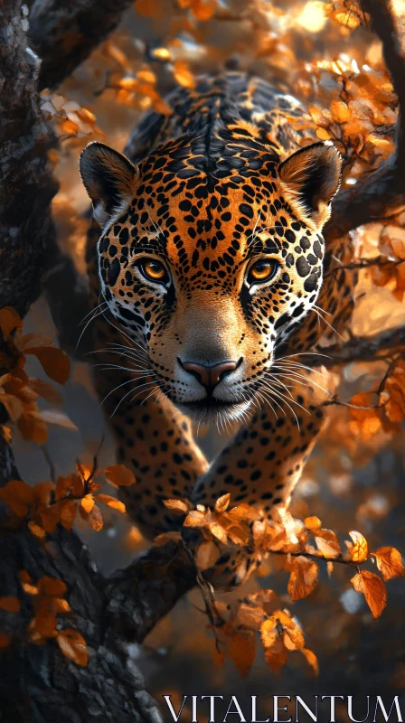 AI ART Jaguar in Autumn Forest