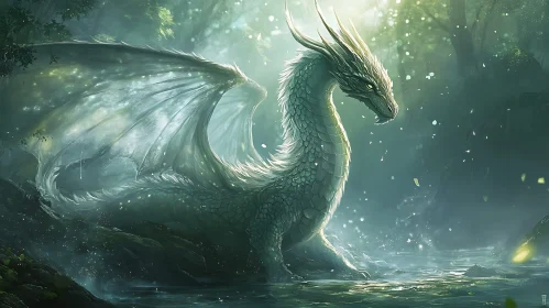 Mystical Dragon in Woodland Setting