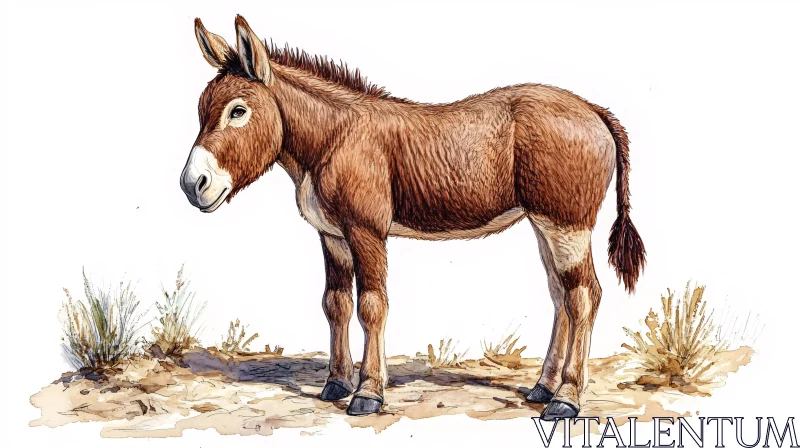 Donkey Illustration in Nature AI Image