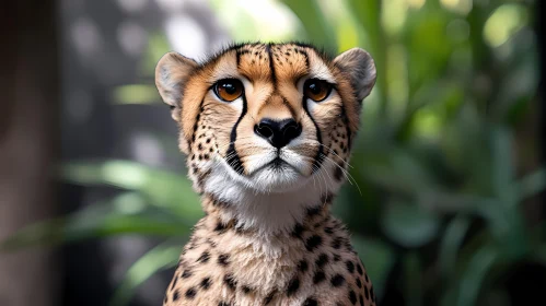 Cheetah Portrait with Green Background