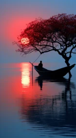Captivating Sunset: Colorful Boat Sailing in Dramatic Light