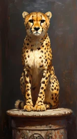 Artistic Cheetah on Pedestal