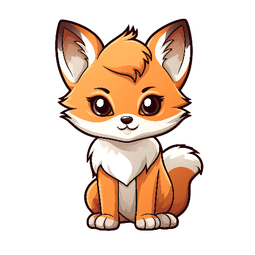 Charming Cartoon Fox with Fluffy Tail Illustration