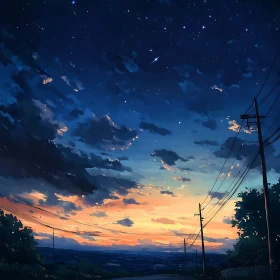 City at Sunset Under the Stars