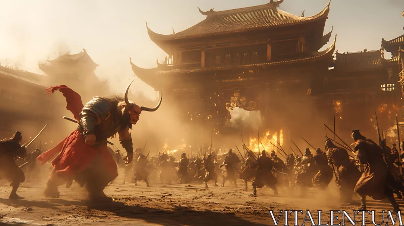 Demon Warrior in a Fierce Battle AI Image