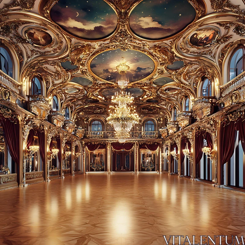 Gilded Opulent Ballroom Interior AI Image