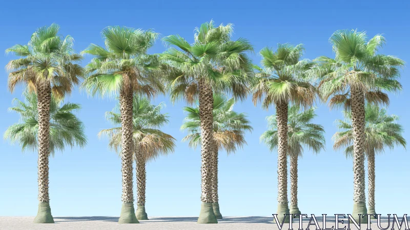 AI ART Tropical Palm Trees Under Blue Sky