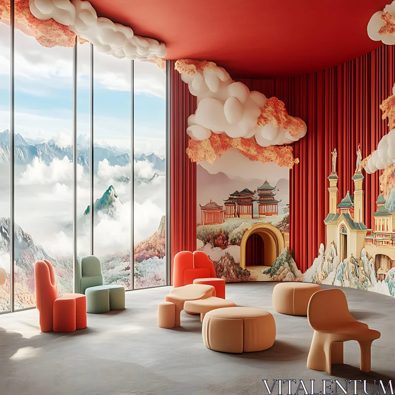 Whimsical Room with Cloud Decor AI Image