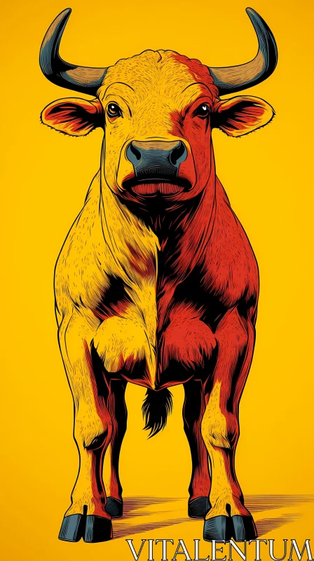 Artistic Bull Illustration AI Image