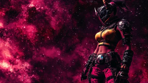 Female Warrior in Space Art