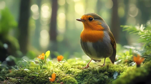 Forest Robin on Moss