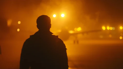 Nighttime Airport Silhouette