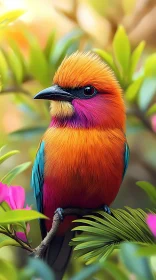 Vivid Bird Amidst Leaves