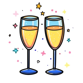 Two Champagne Glasses with Confetti