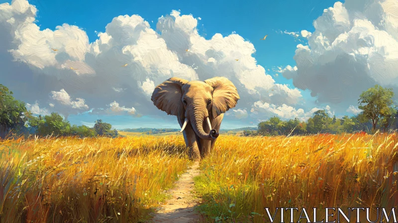 Majestic Elephant in Nature AI Image