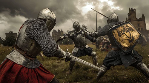 Epic Knights Sword Fight Illustration