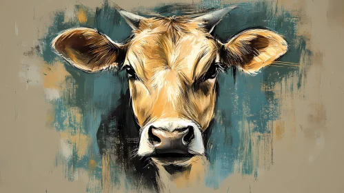 Expressive Cow Art Portrait