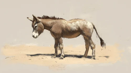 Donkey Illustration with Textured Detail