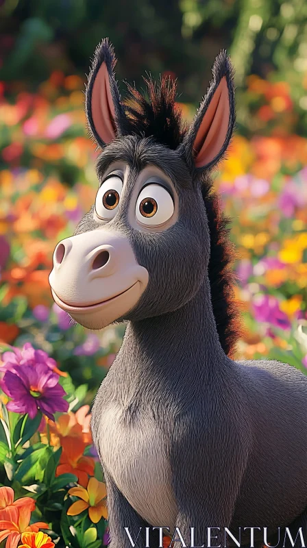 Playful Charm of Animated Donkey AI Image