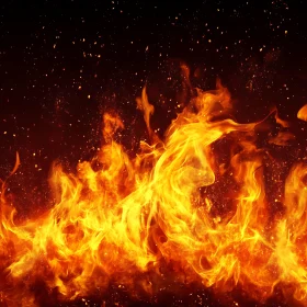 Blazing Fire with Radiant Flames and Embers