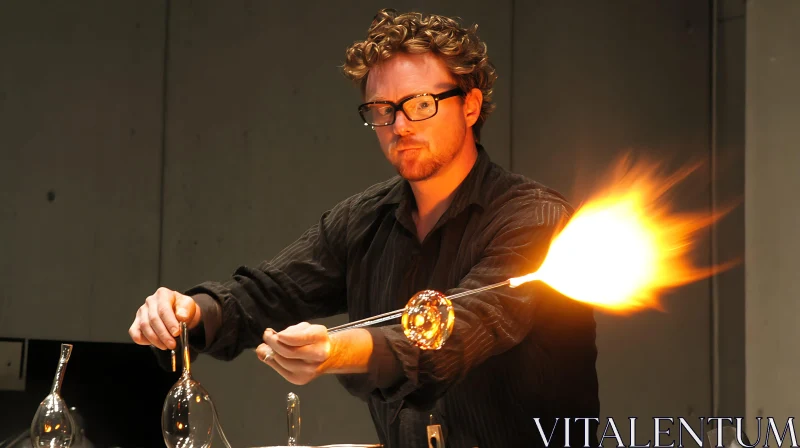 AI ART Man Crafts Glass with Intense Heat