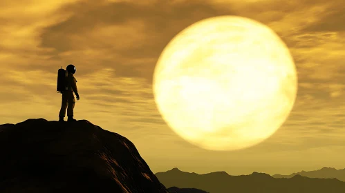 Lone Astronaut Planet View Artwork