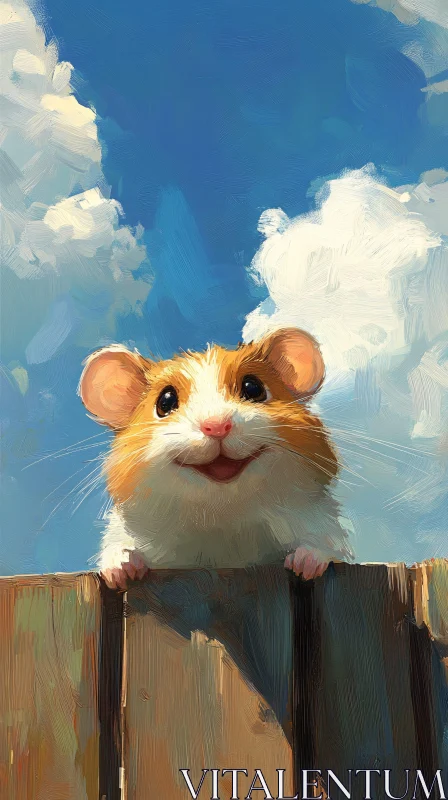 AI ART Joyful Hamster in Blue Sky