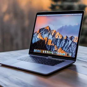 MacBook with Stunning Mountain Background