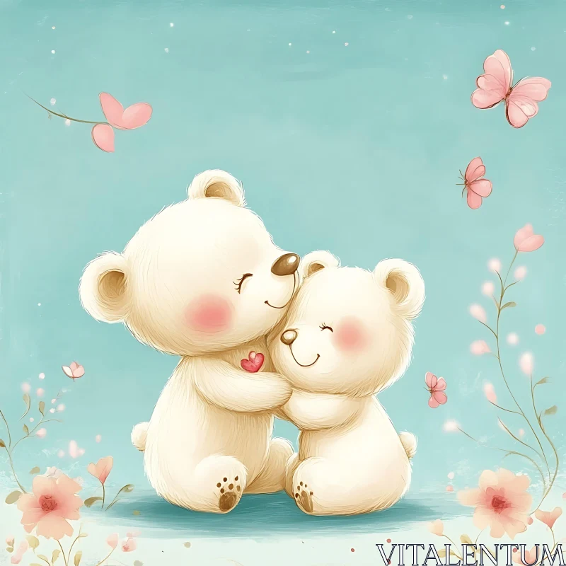 AI ART Charming Bears in Loving Embrace Artwork