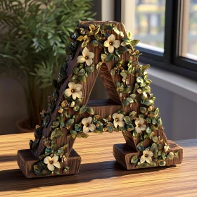 Botanical Wooden Letter A Decoration