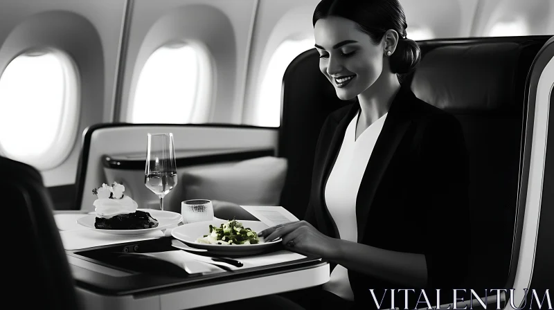 AI ART Elegant Airplane Dining in Business Class