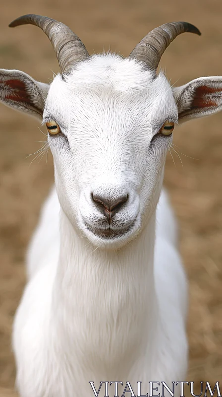 White Goat Face Close-Up AI Image