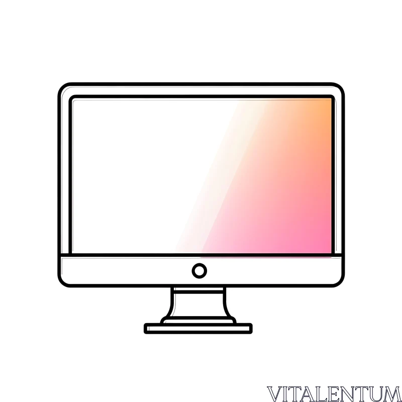 Illustrated Desktop Monitor with Gradient Display AI Image