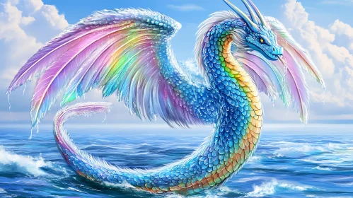 Ocean Dragon with Colorful Wings