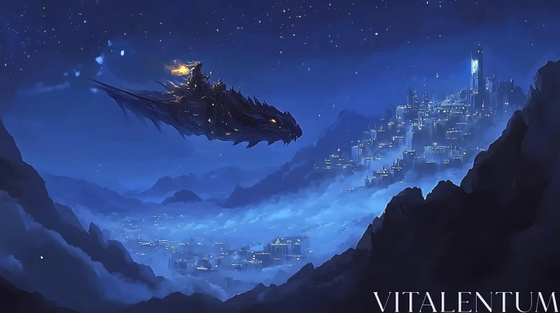 Night Flight of the Dragon AI Image