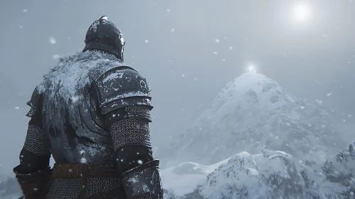 Armored Knight Gazing at Distant Mountain