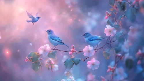 Pastel Birds and Blossoms