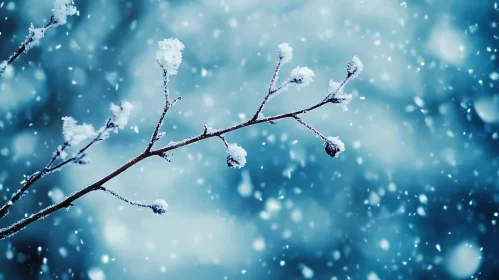 Winter Branch with Snowflakes