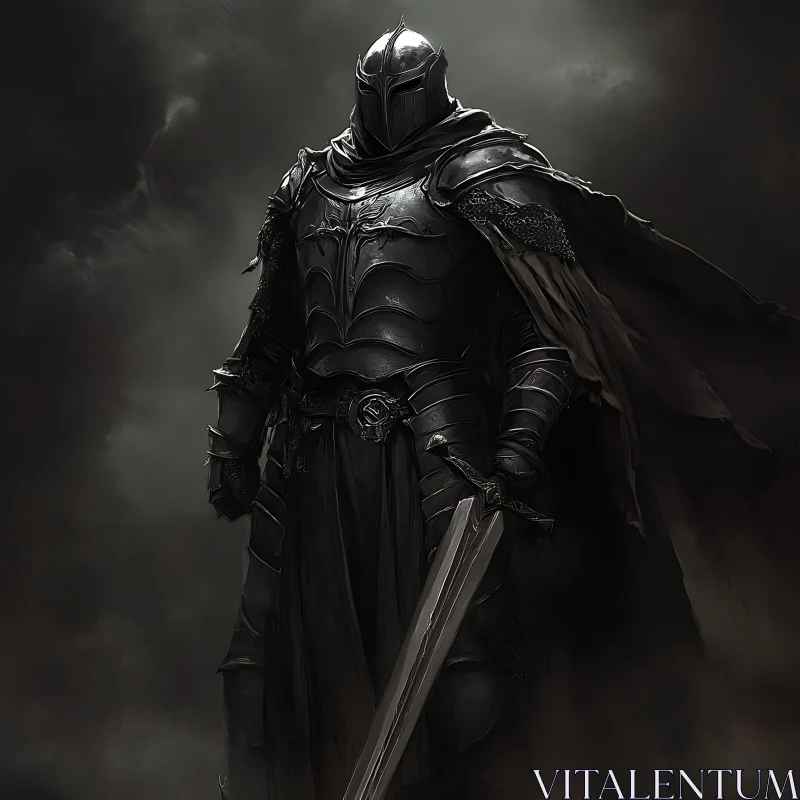 Armored Knight in Shadow AI Image