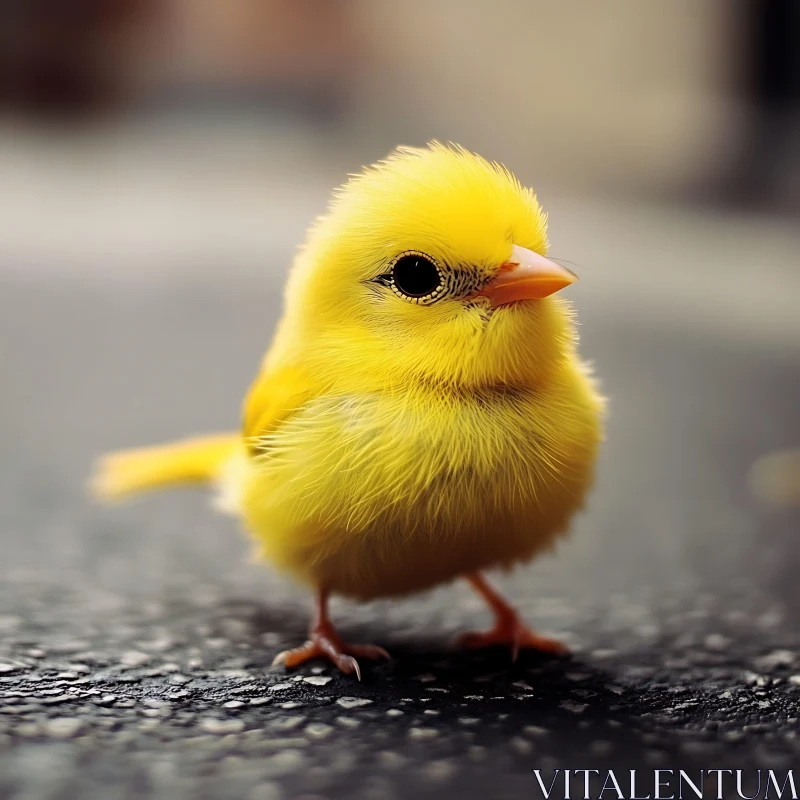 Charming Yellow Bird Close-Up AI Image