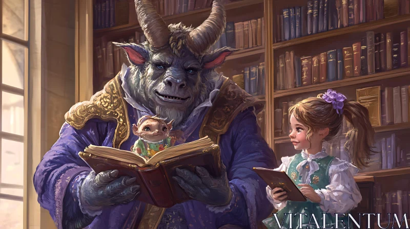 AI ART Library Tales: A Horned Friend's Story