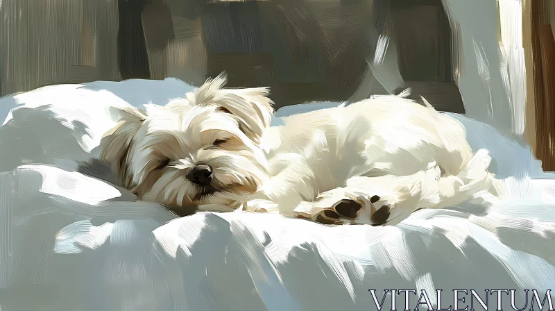 Peaceful Scene of a Sleeping Dog AI Image