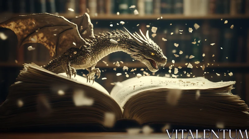 AI ART Dragon and Book, Art