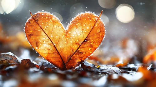 Autumn Heart: Leaf with Dew