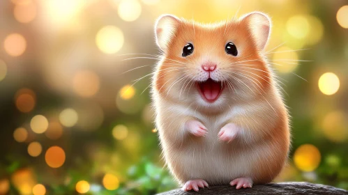 Joyful Hamster in Soft Focus Background