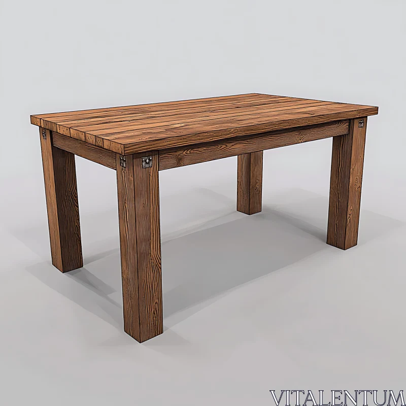 Solid Wood Dining Table AI Image