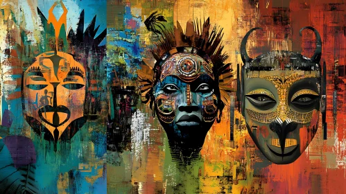 Three Masks: An Abstract Cultural Mosaic