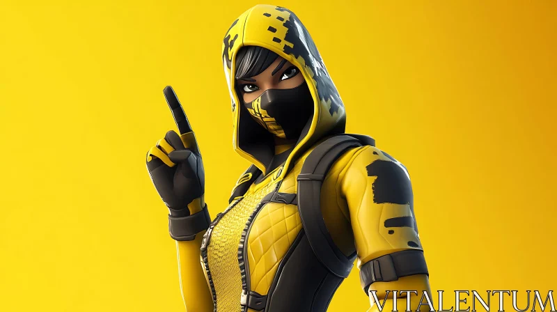 Woman in Yellow Suit with Mask AI Image